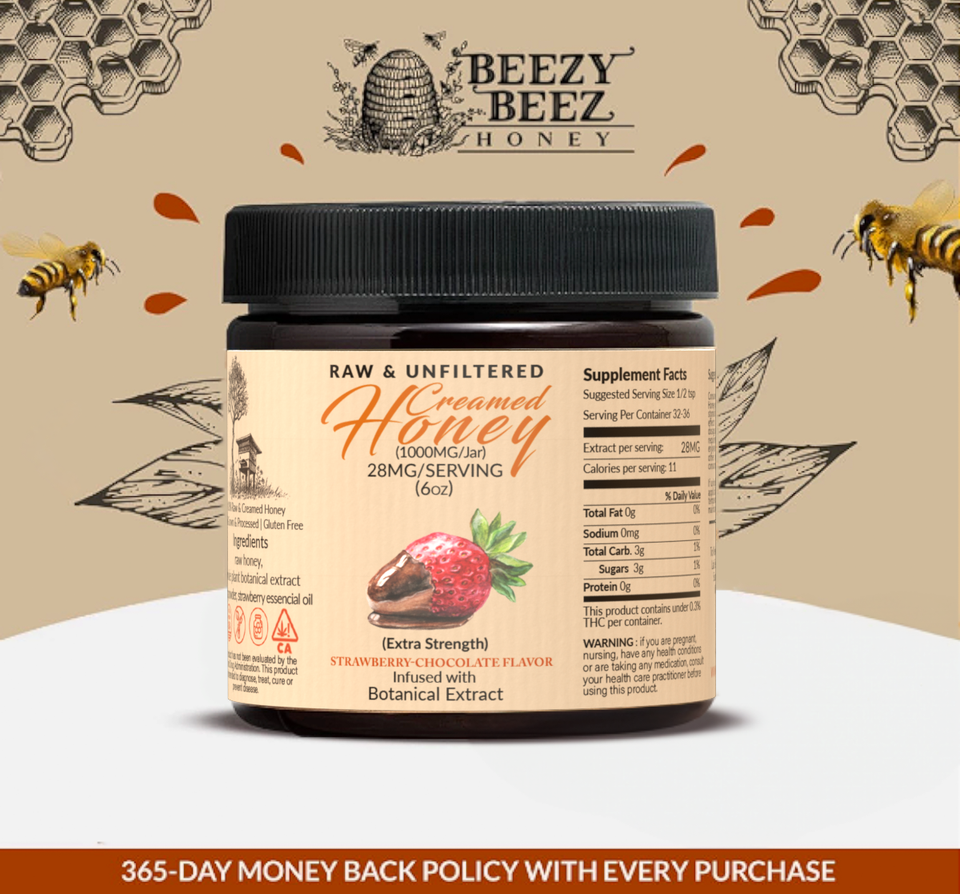 Chocolate and Strawberry Hemp Extract Honey